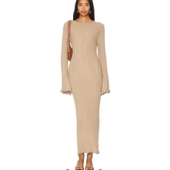 REVOLVE BAHA Elegant Tan Open-Back Knit Dress! Like new! - Picture 2 of 3